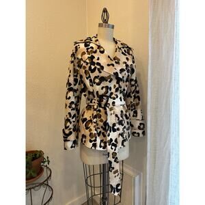 Marina Luna Women’s Small Leopard Print Silk Blend Trench Jacket